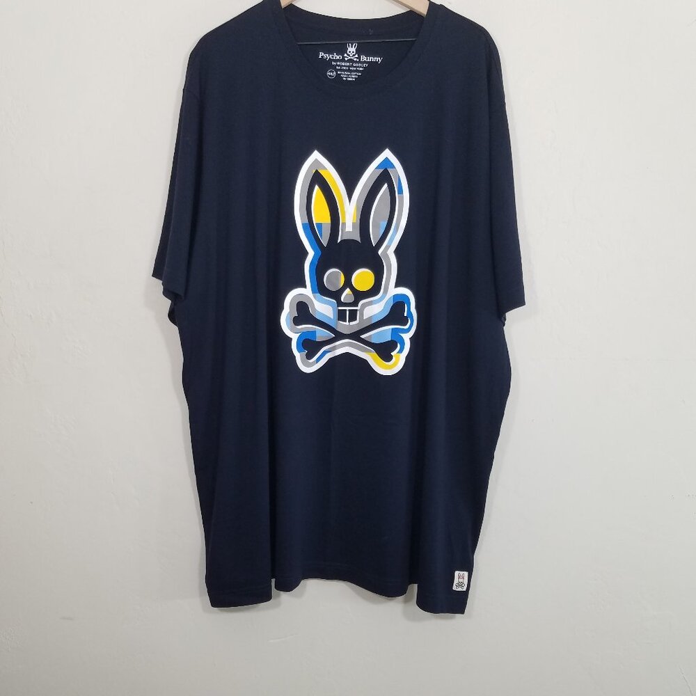 Psycho Bunny TALL Navy Pima Cotton Short Sleeve T-Shirt Pullover Men's Size 4XLT